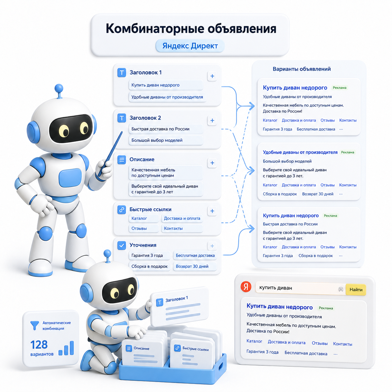 Изображение Комбинаторные объявления Яндекс Директ